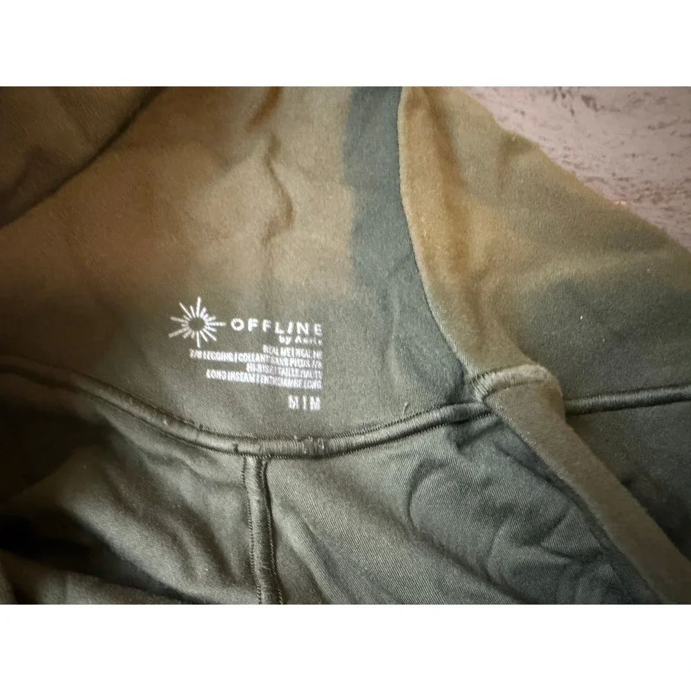 OFFLINE by Aerie Real Me Crossover 7/8 Leggings Olive Green High Rise Medium